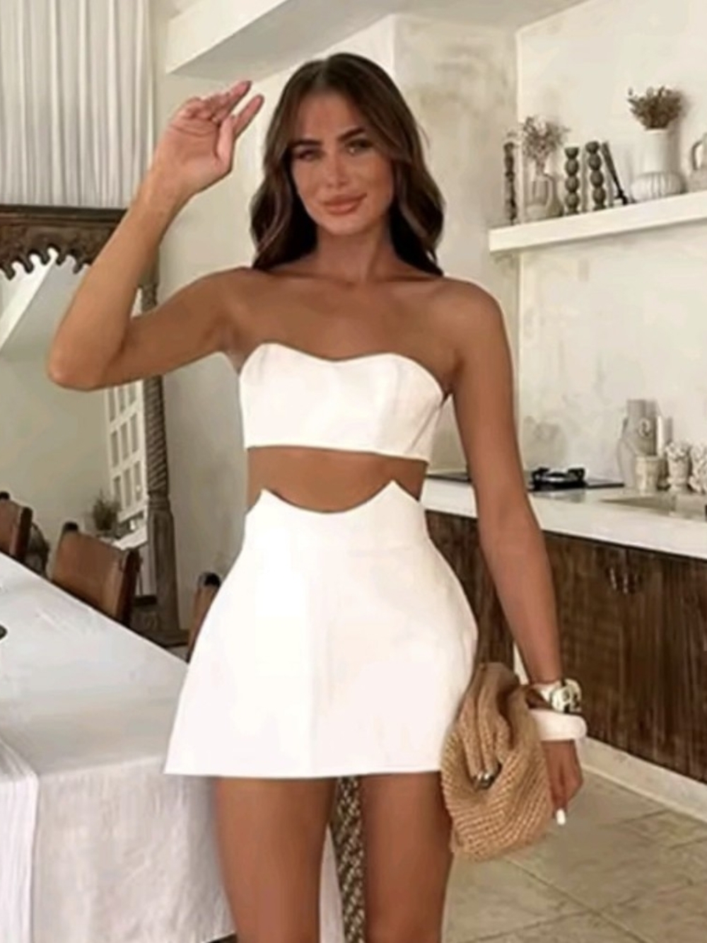 Strapless White Cutout Mini Dress